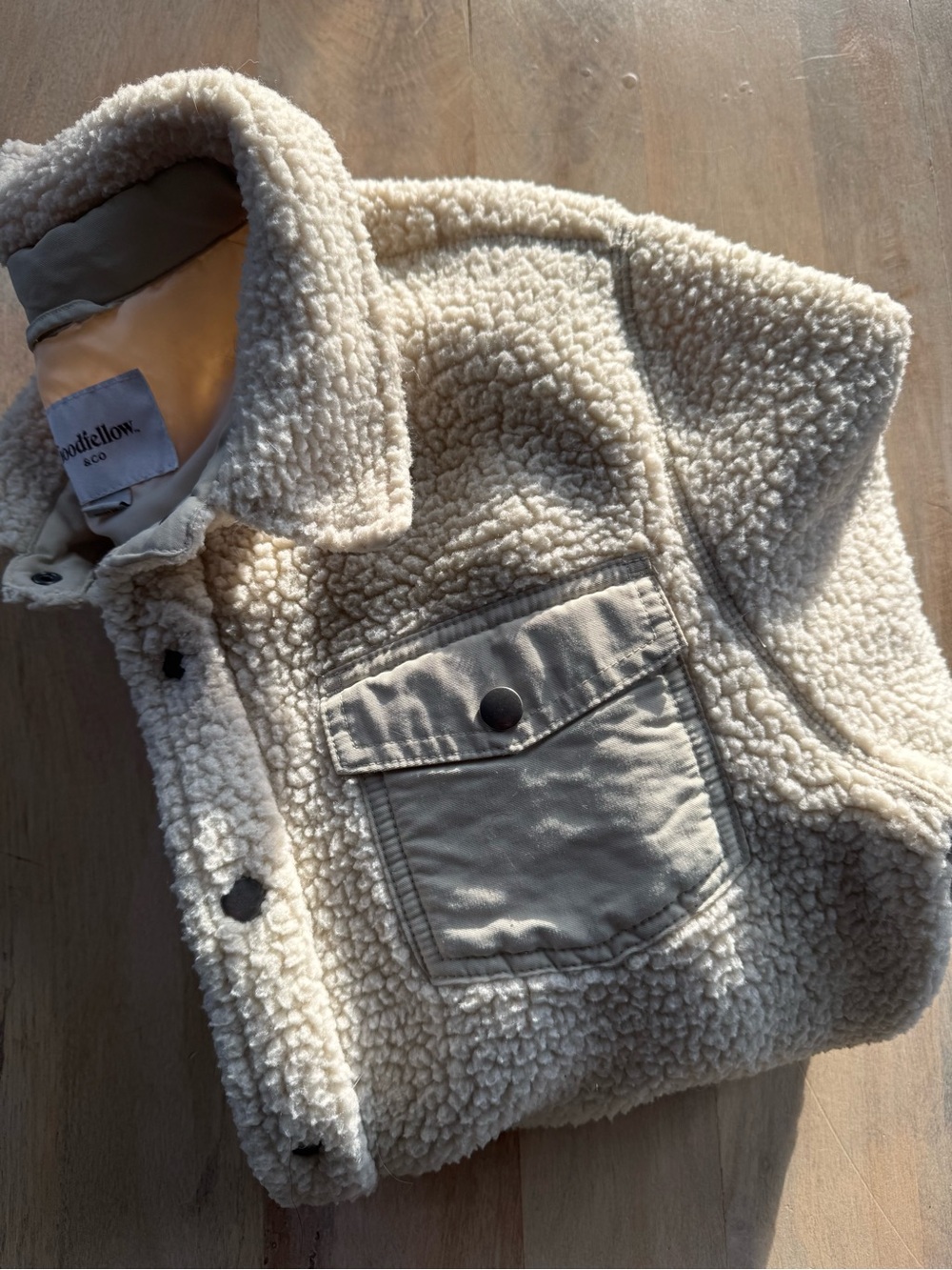 Goodfellow & Co Cream Sherpa Button-Front Jacket